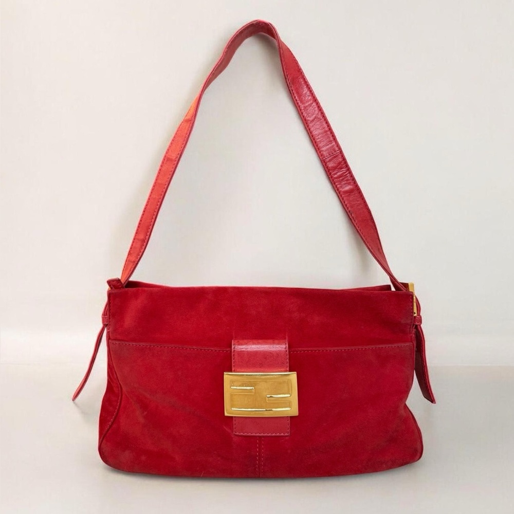 Fendi Baguette Red Suede Vintage